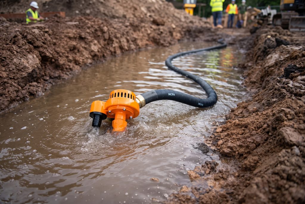 Bomba submersa em obras